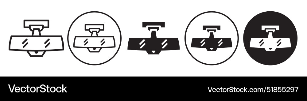 Rear view mirror icon set collection for web Rear view mirror icon set collection for web Vector Image