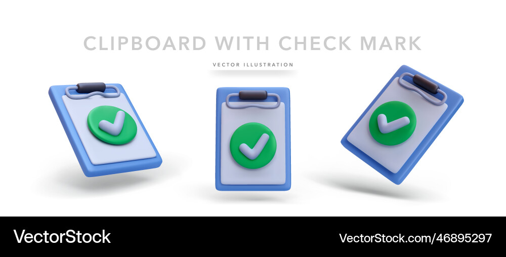 Set of realistic clipboard with check mark Set of realistic clipboard with check mark vector image