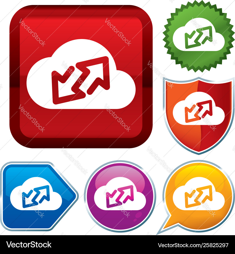 Set shiny icon series on buttons cloud computing Vector Image