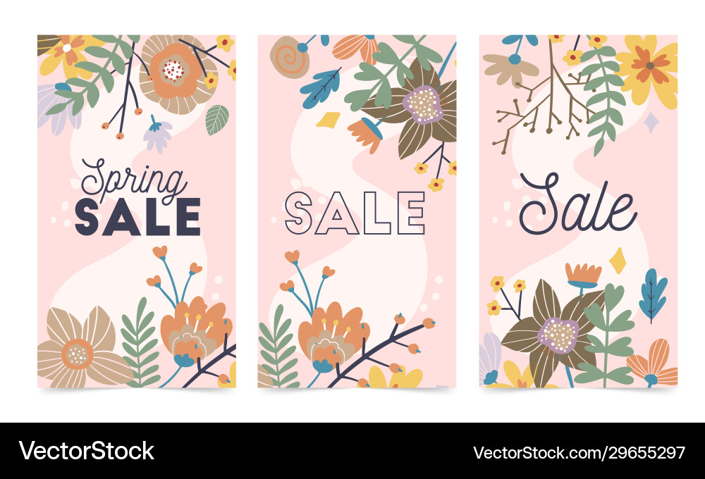 Set spring flowers template for instagram post Vector Image