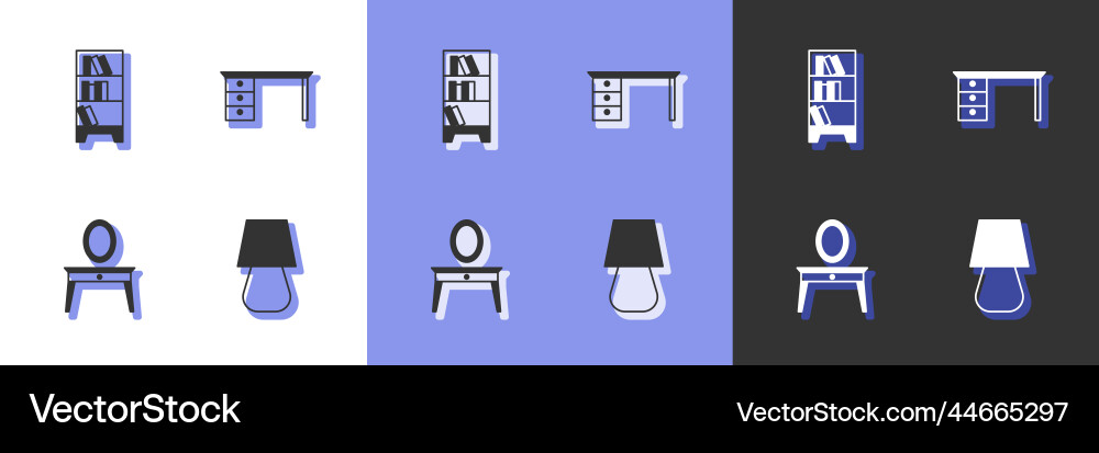 Set table lamp library bookshelf dressing Vector Image