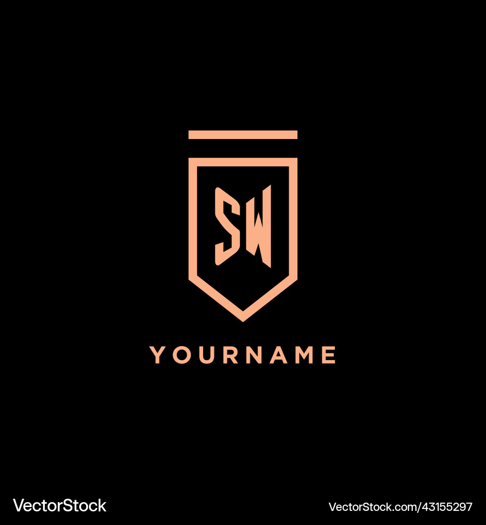 Sw monogram initial with shield logo design icon Sw monogram initial with shield logo design icon Vector Image