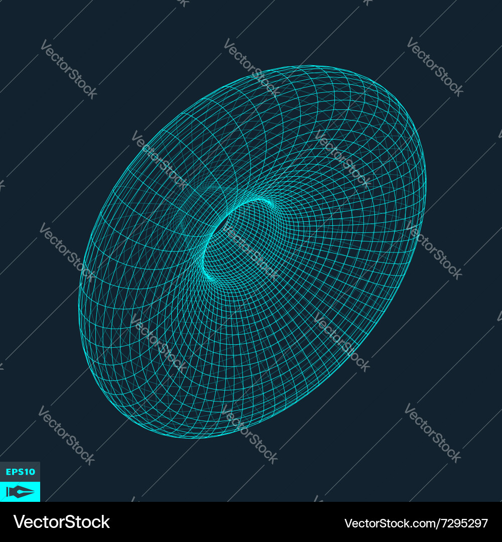 Torus molecular lattice connection structure 3d vector image
