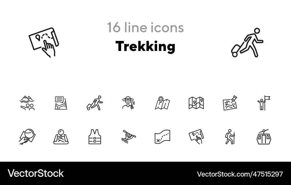 Trekking line icon set Vector Image