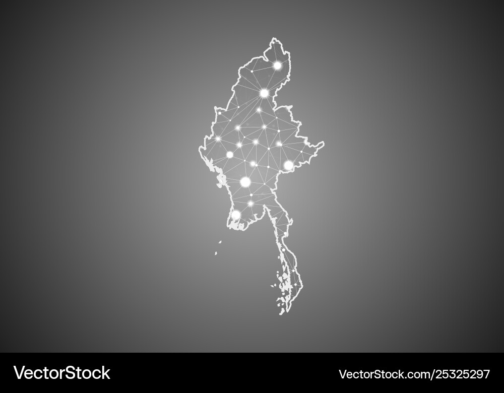 Wireframe mesh polygonal myanmar map abstract Vector Image