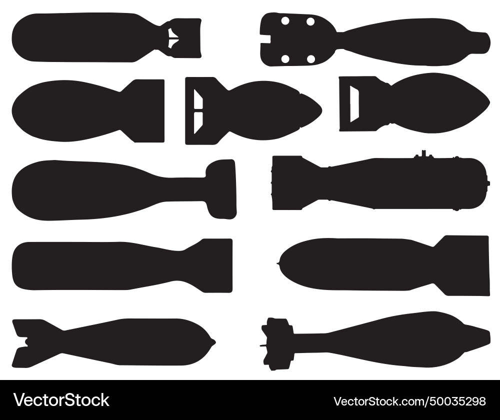 Big bombs silhouette art Royalty Free Vector Image