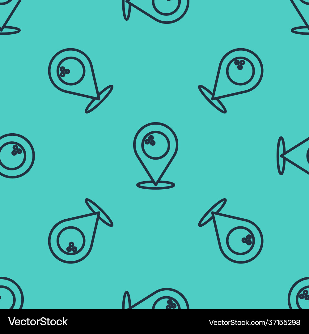Black line map pointer with bowling ball icon Black line map pointer with bowling ball icon vector image