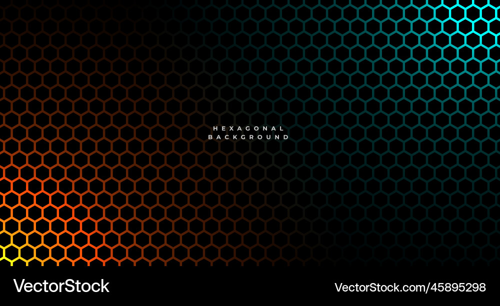 Dark and shiny hexagonal pattern background vector image