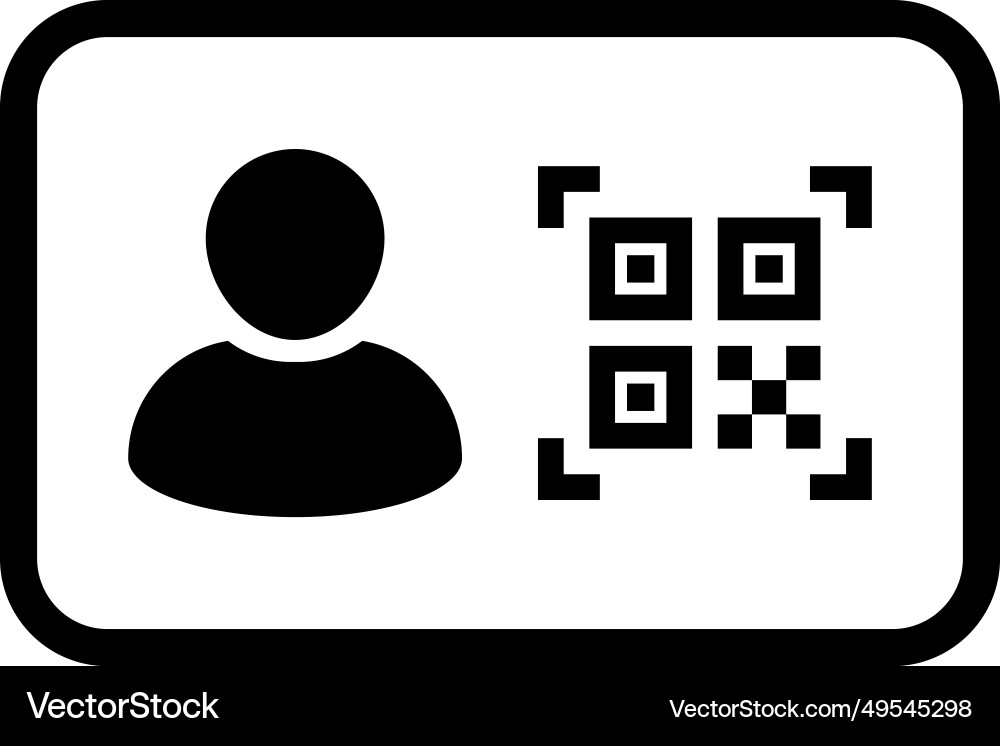 Digital id icon avatar with qr code Digital id icon avatar with qr code Vector Image