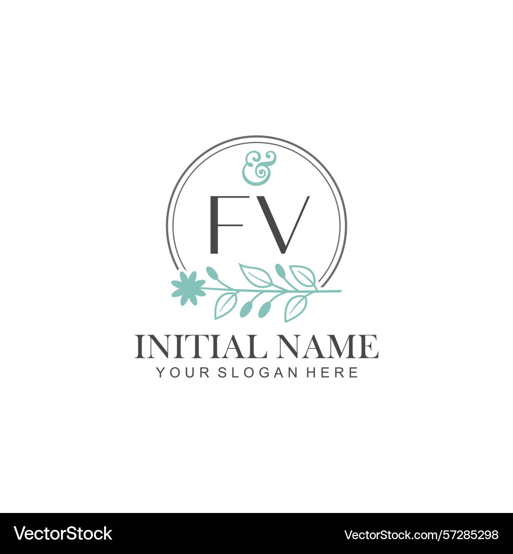 Fv initial logo templates with botanical elements Vector Image
