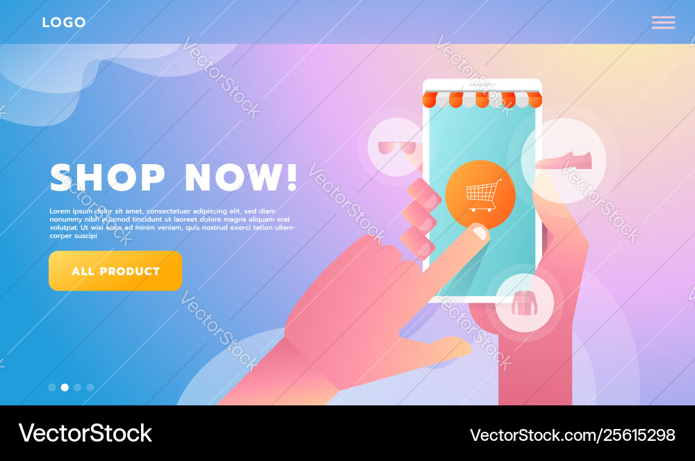 Hand shopping online business conceptual flat Hand shopping online business conceptual flat vector image