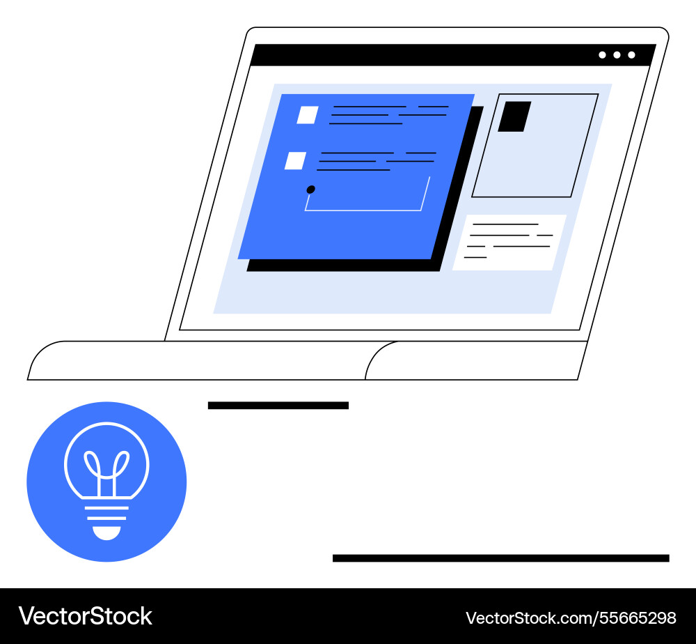 Laptop displaying digital interface with idea Laptop displaying digital interface with idea vector image
