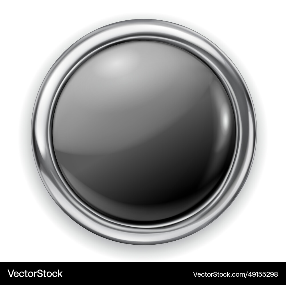 Metallic Black Plastic Button vector image