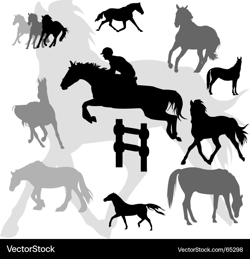 Pferd springt Silhouetten Vektorbild