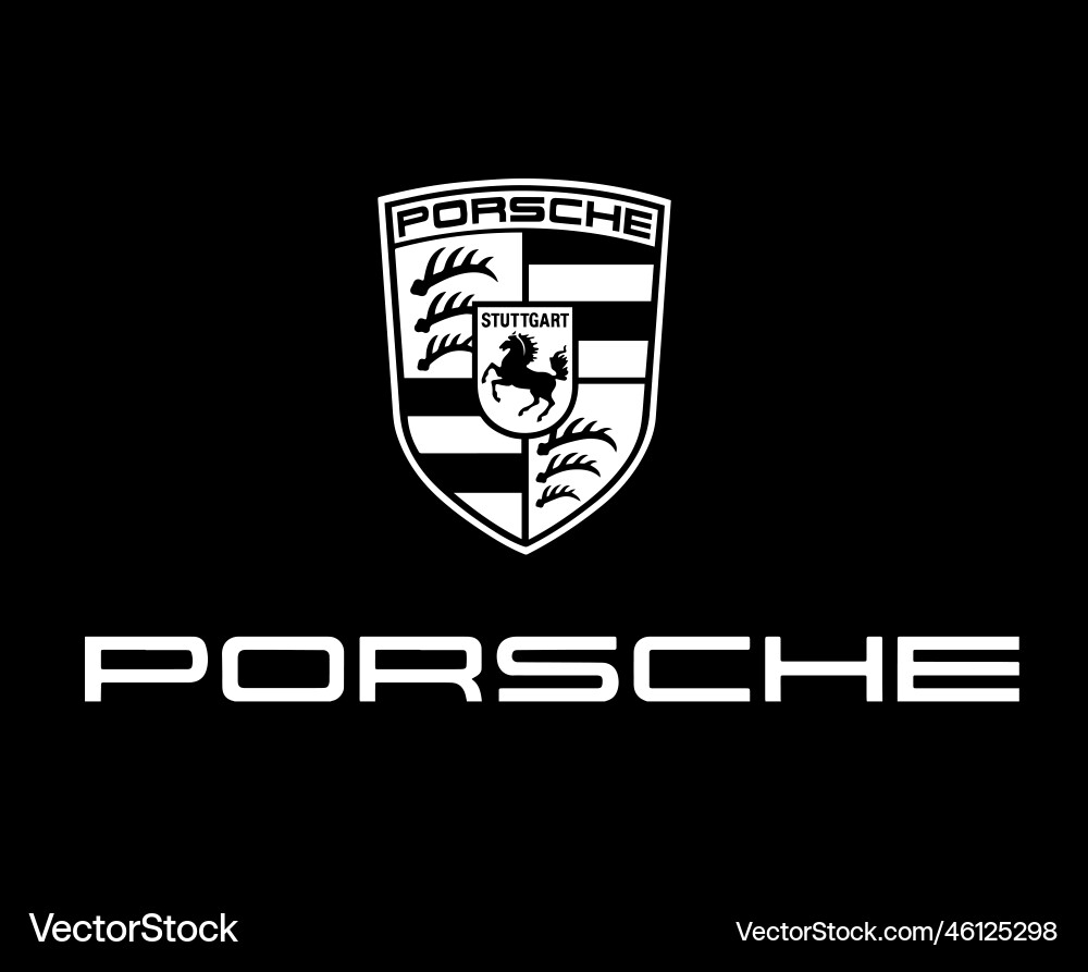 Porsche logo car brand symbol black white design vector image