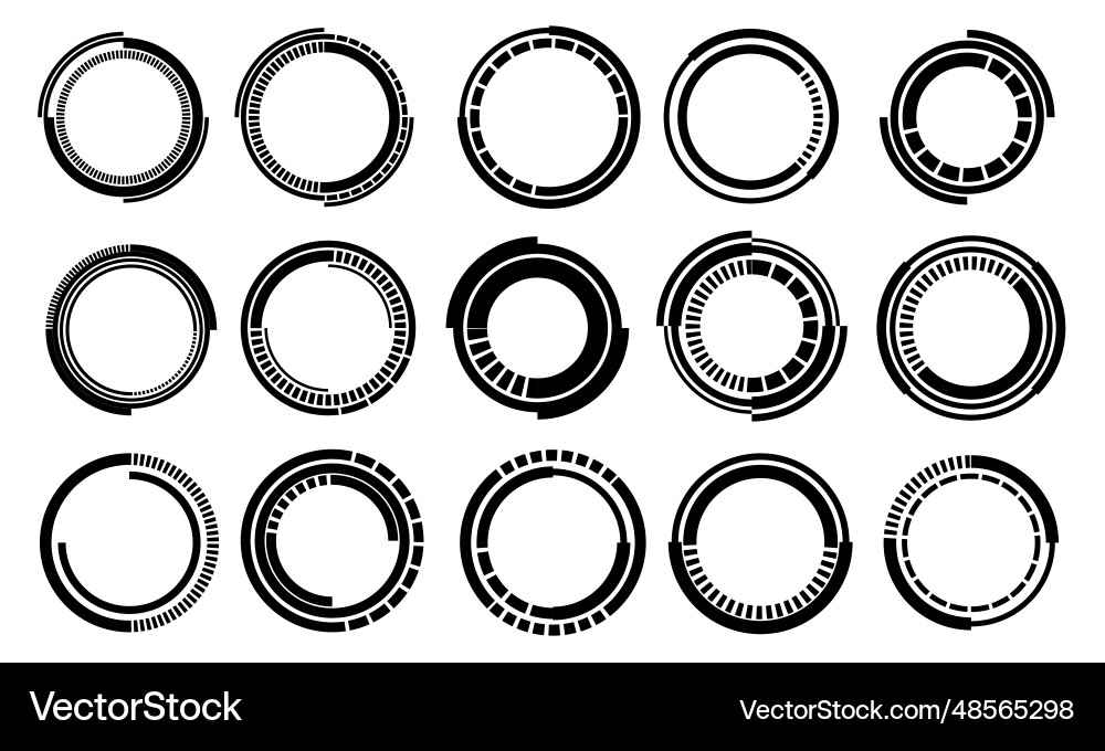 Sci-Fi Circle UI Elements Vector Image