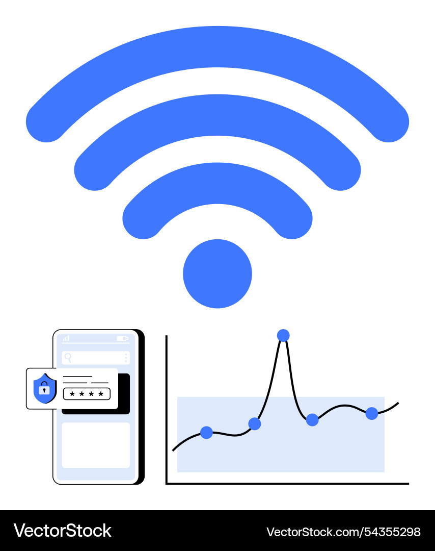 Secure wireless connectivity with data analytics Secure wireless connectivity with data analytics vector image