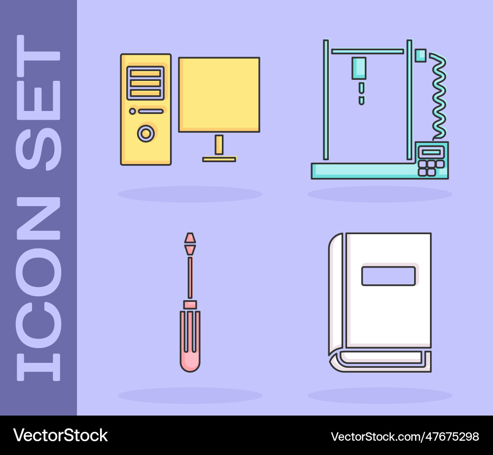 Set user manual computer monitor screwdriver Vector Image