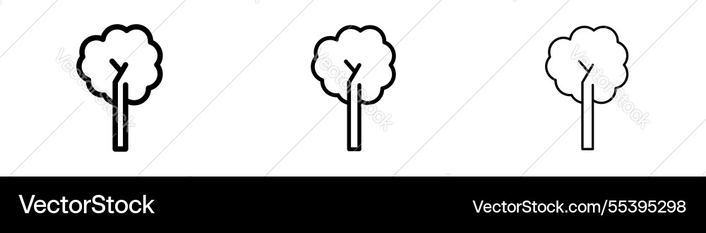 Tree icons in three different stroke lines vector image