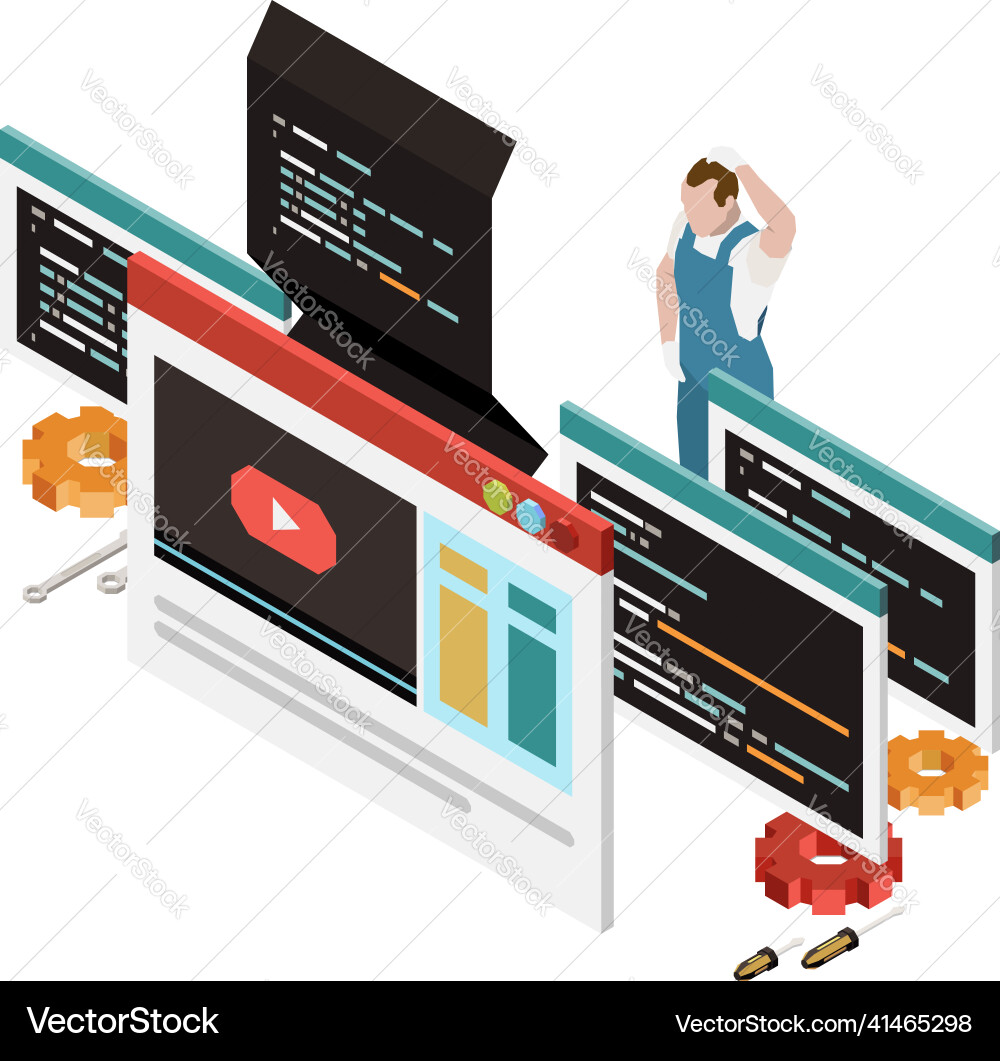 Web-Programmierroutine Zusammensetzung Web-Programmierroutine Zusammensetzung vektorbild