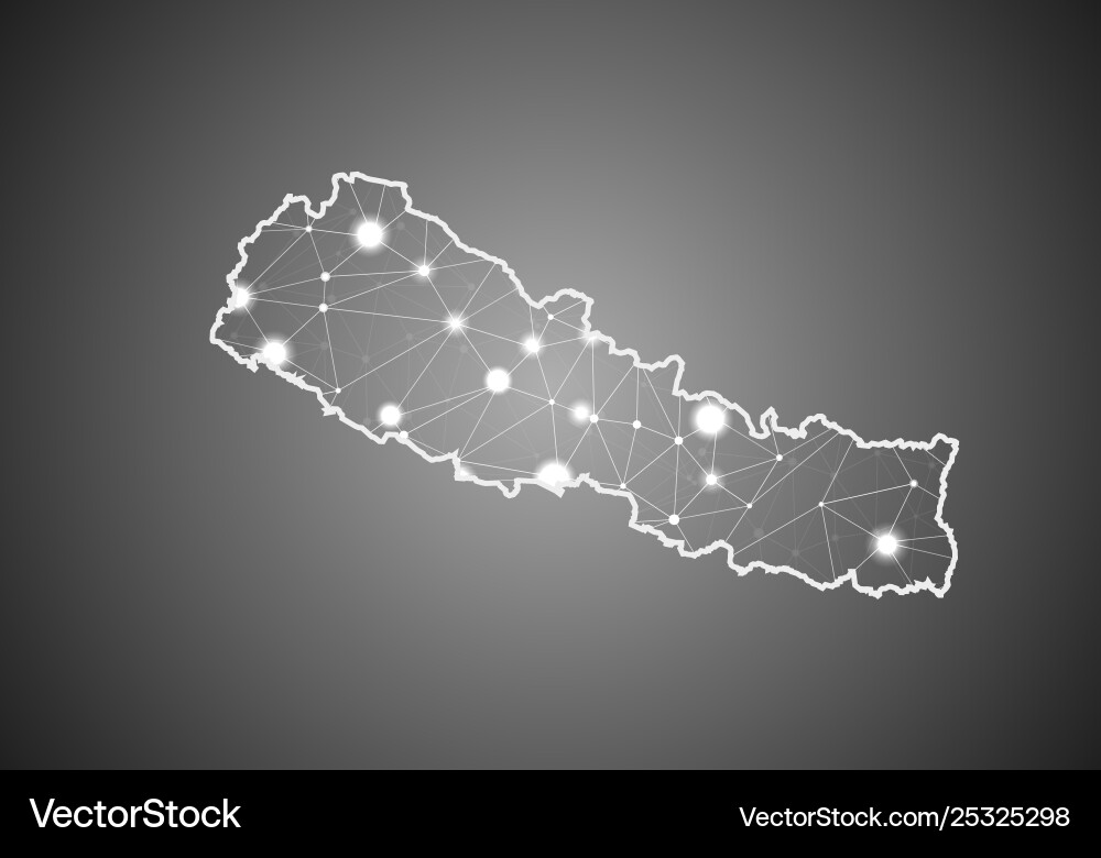Wireframe mesh polygonal nepal map abstract Vector Image