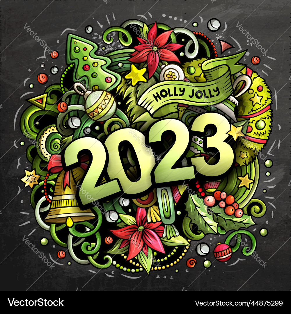 2023 doodles new year objects 2023 doodles new year objects vector image