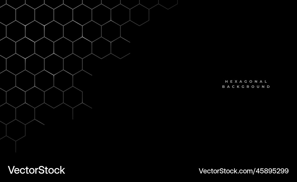 Black hexagonal grid line pattern background vector image