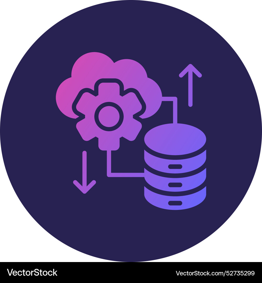 Cloud database glyph circle gradient icon Vector Image