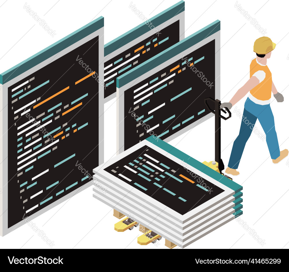 Code warehouse stacks composition Code warehouse stacks composition vector image