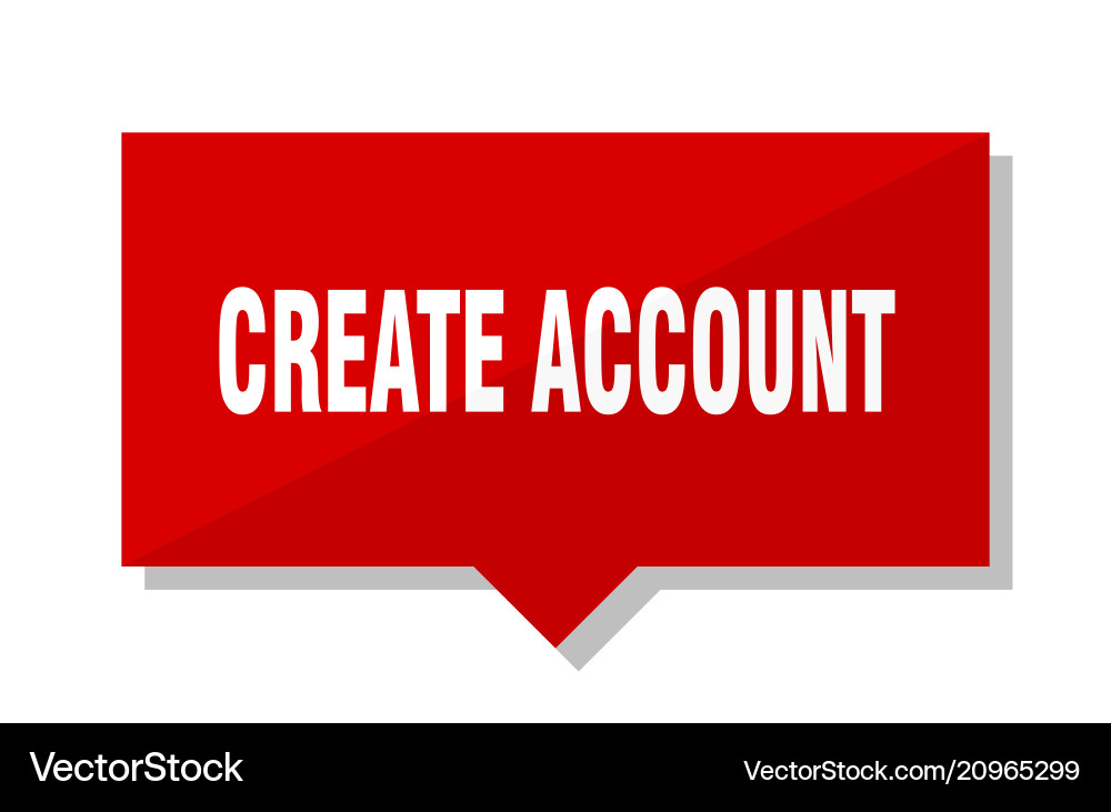 Create account red tag Vector Image