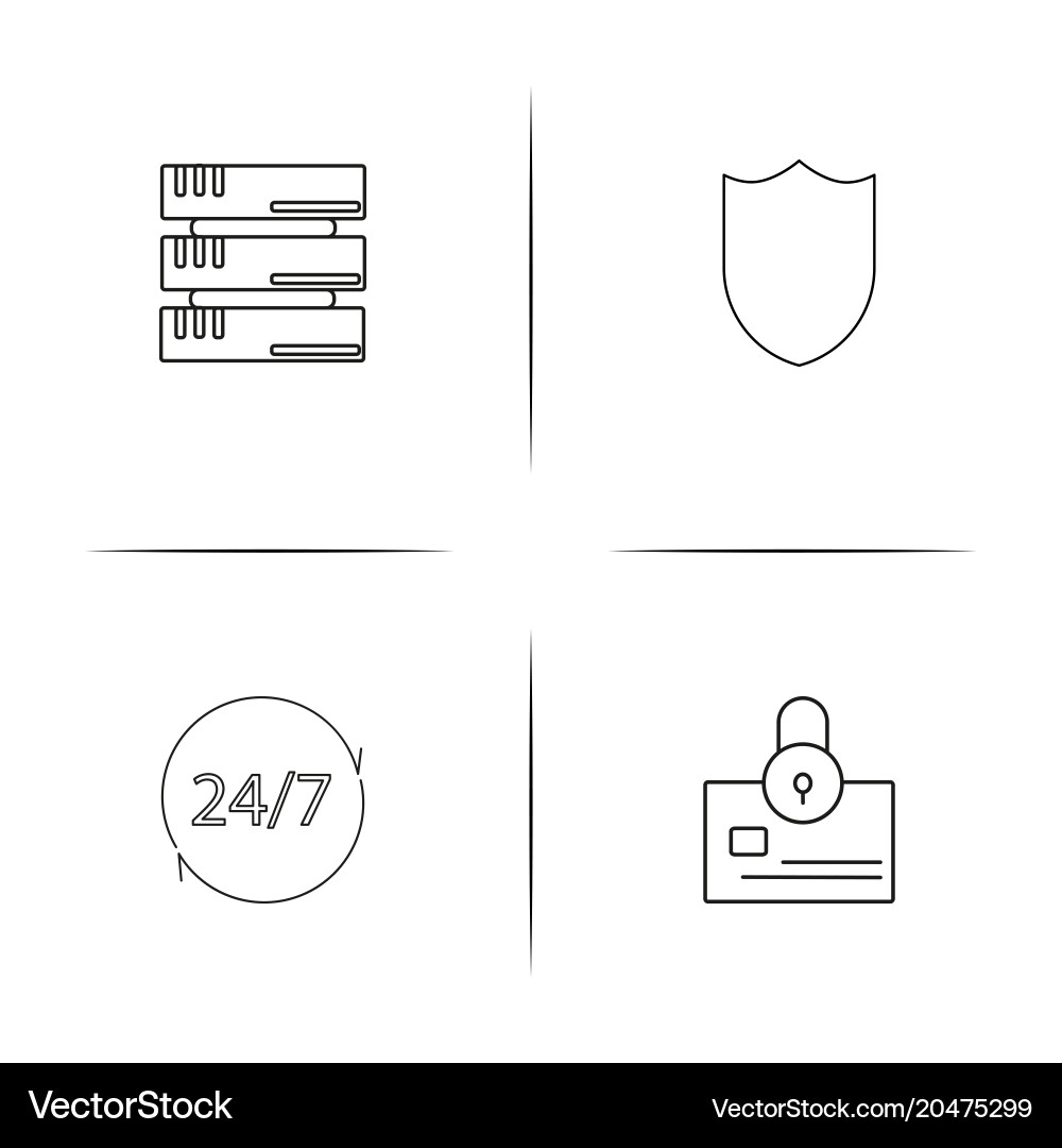 Cyber security simple linear icons set outlined Vector Image