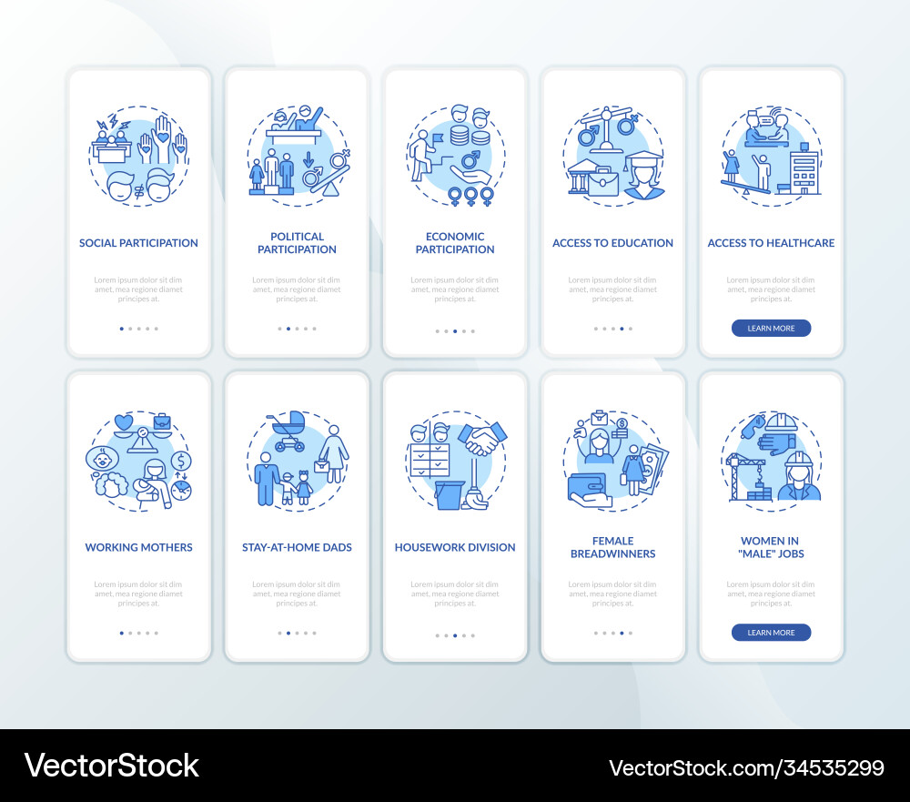 Gender issues onboarding mobile app page screen Vector Image