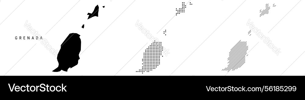 Grenada silhouette map and two patterns of dots Vector Image