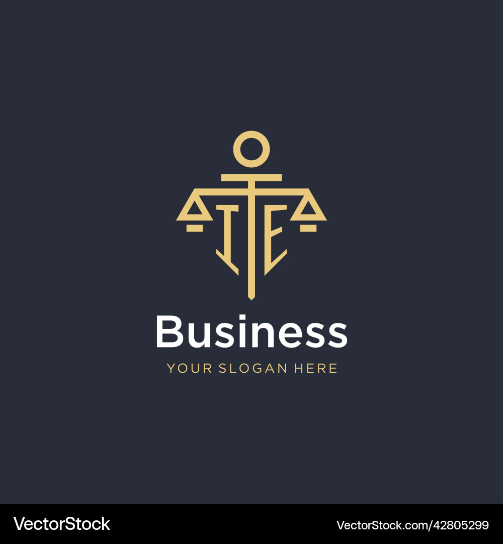 Ie initial monogram logo with scale and pillar Vector Image