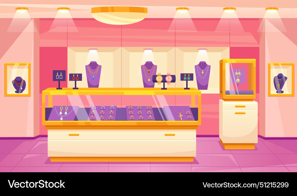 Jewelry store interior jewellery shop luxury Jewelry store interior jewellery shop luxury vector image