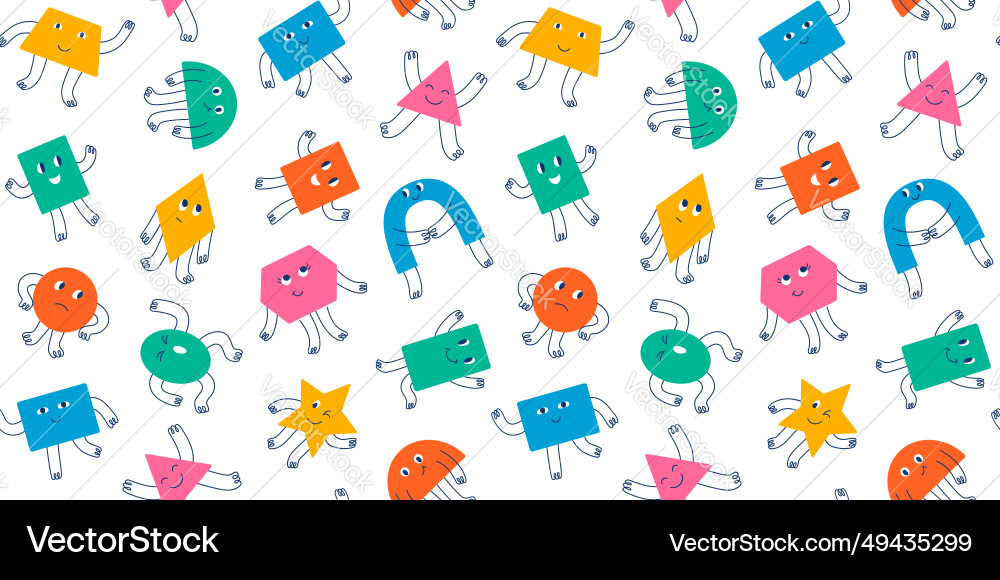 Seamless pattern different funky colorful basic Vector Image
