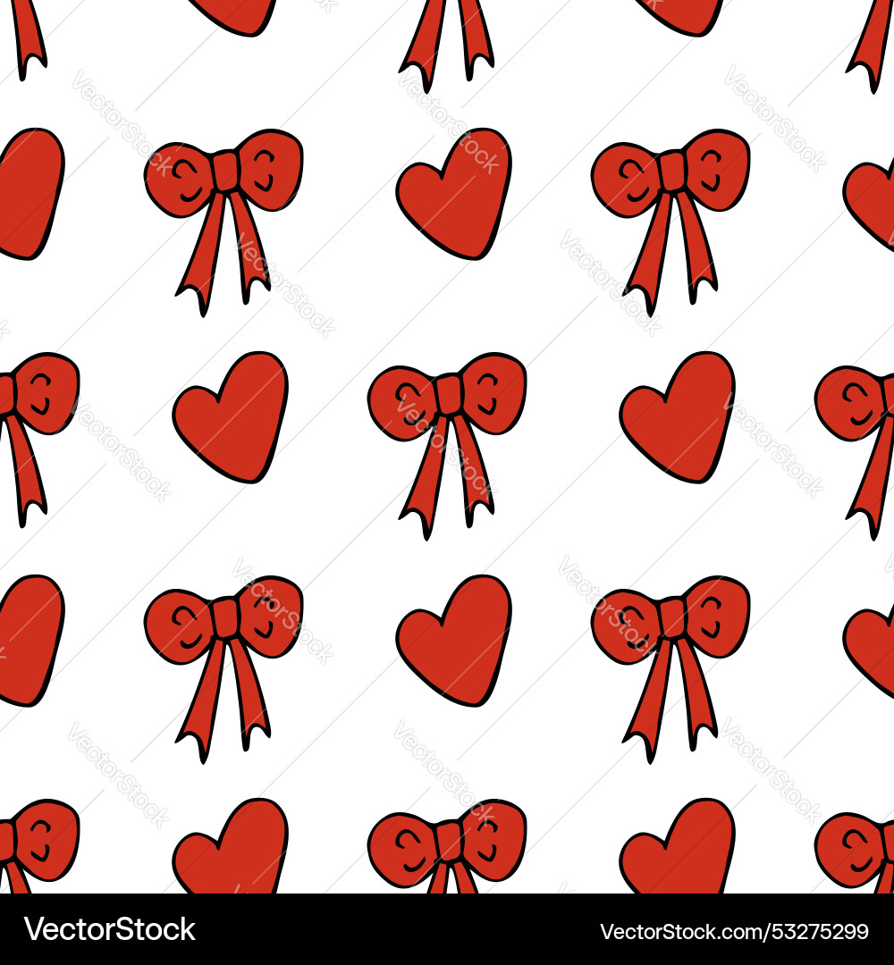 Seamless pattern with unique red hearts Vector Image