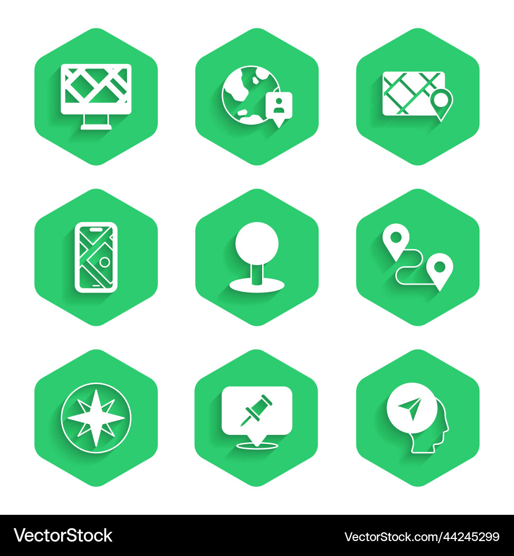 Set push pin map marker with human route Vector Image