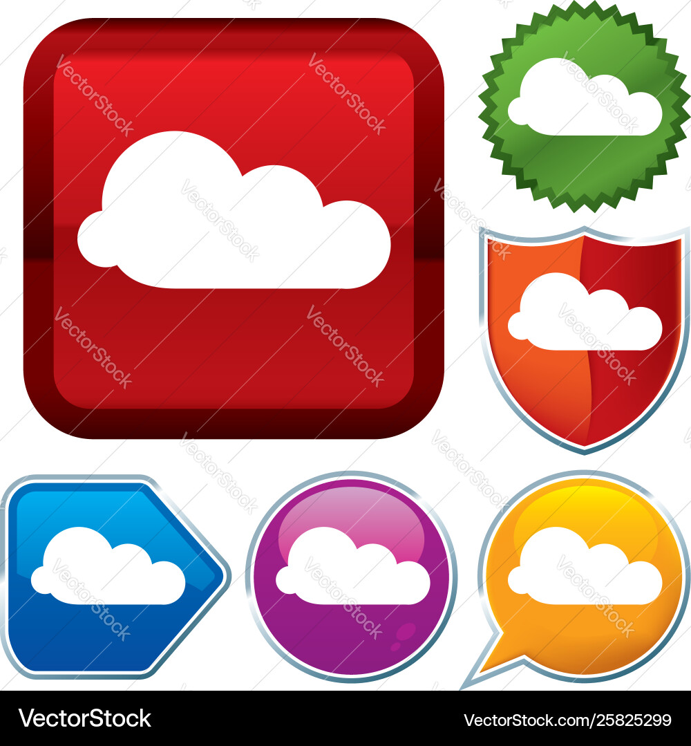 Set shiny icon series on buttons cloud Vector Image