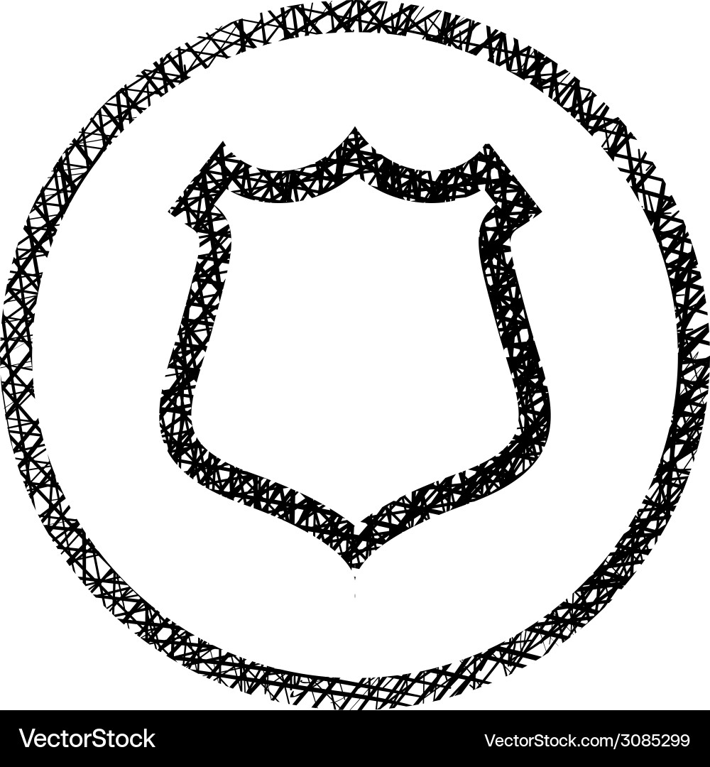 Shield simple icon with hand drawn lines texture Vector Image