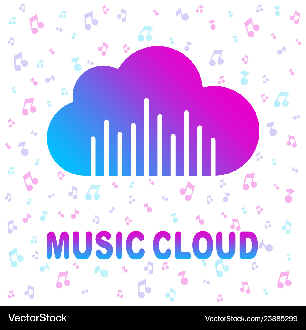 Simple icon with cloud and sound equalizer wave Vector Image