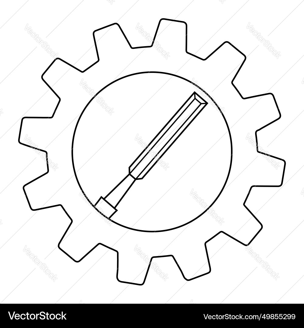 Simple of chisel icon in gear for app or web Simple of chisel icon in gear for app or web Vector Image