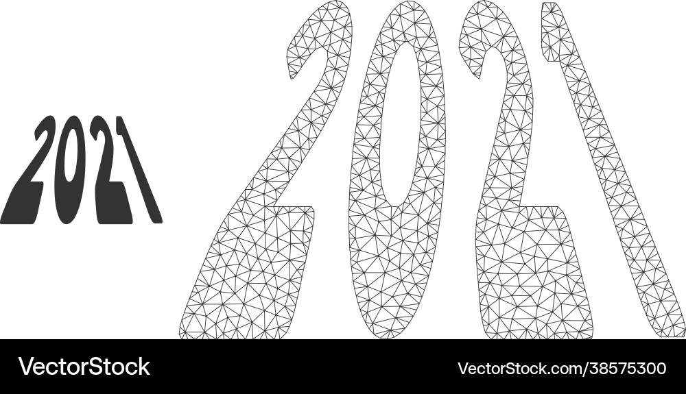 2021 perspective digits mesh network model vector image