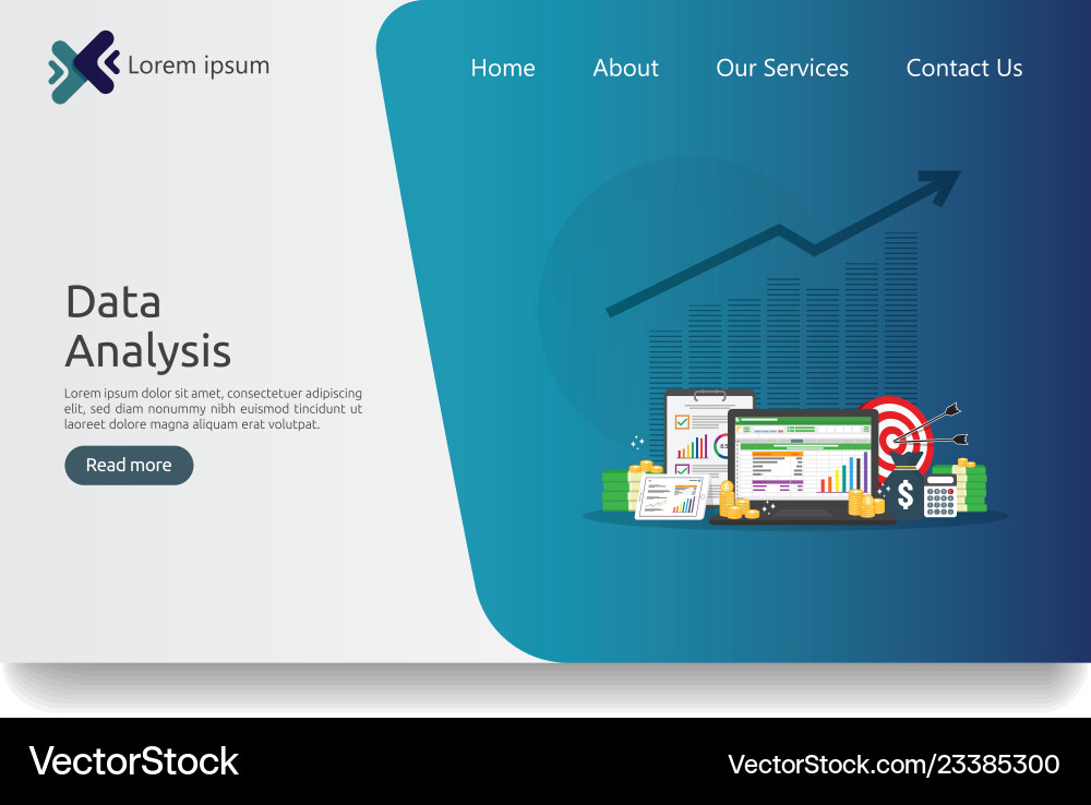 Big data analysis on screen seo analytic Vector Image