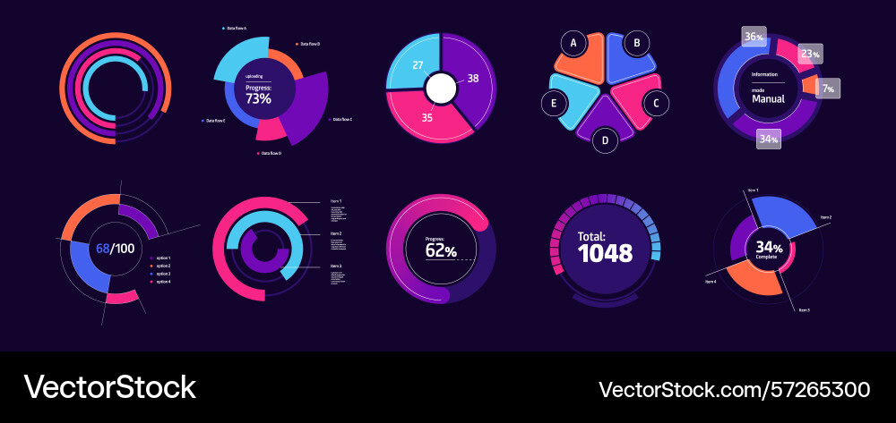 Business analytics charts with data points Business analytics charts with data points Vector Image