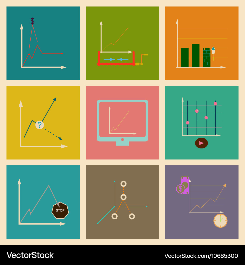 Concept of stylish flat design icons graph Vector Image
