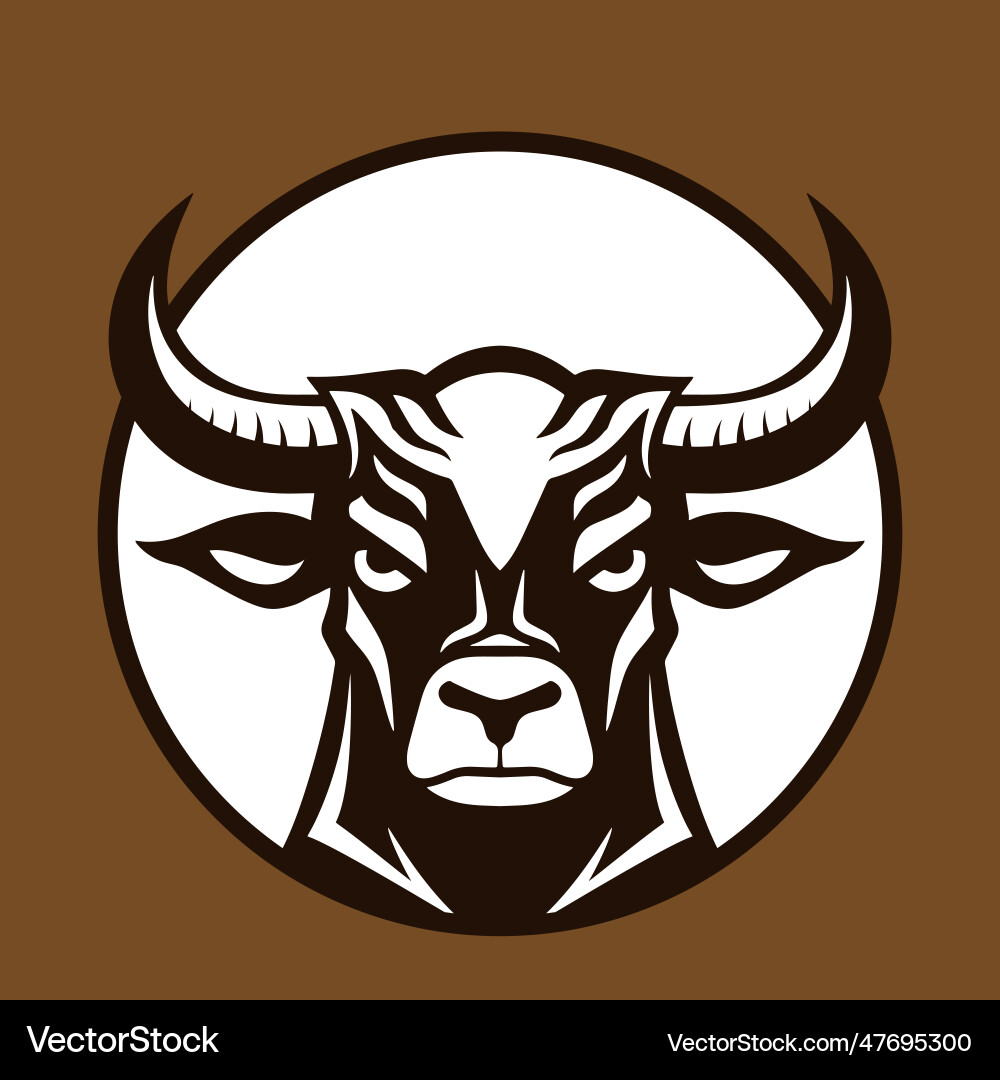 Cow head mascot logo design for badge vector image
