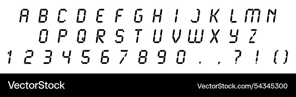 Custom digital digit style lettering font alphabet Custom digital digit style lettering font alphabet Vector Image