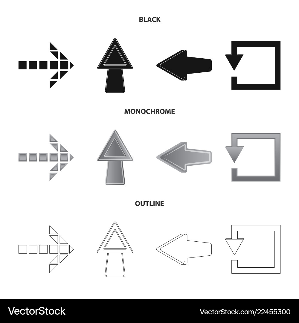 Design of element and arrow icon set vector image