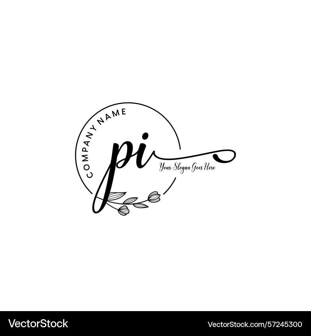 Elegant pi initial logo design with botanical Vector Image